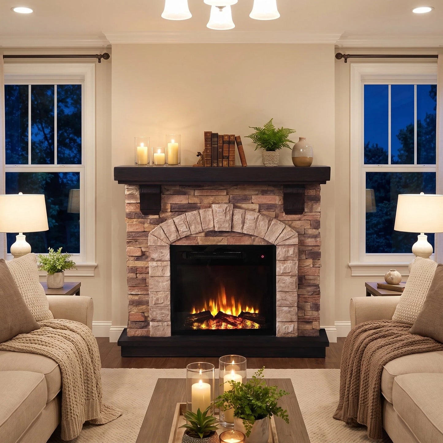 45” Freestanding Electric fireplace with mantel