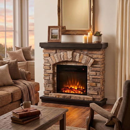 45” Freestanding Electric fireplace with mantel