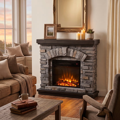 45” Freestanding Electric fireplace with mantel