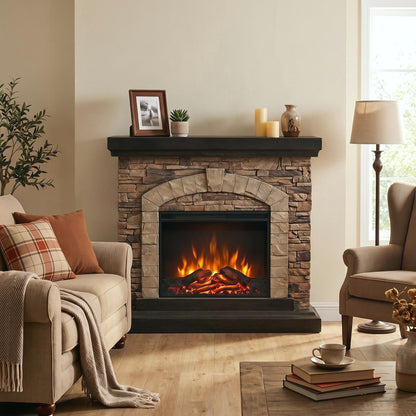 45” Freestanding Electric fireplace with mantel