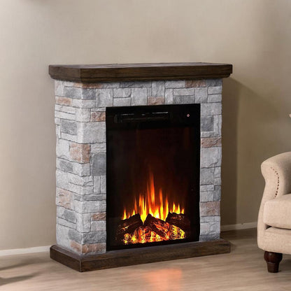 26 in. MgO Freestanding Electric Fireplace in Gray
