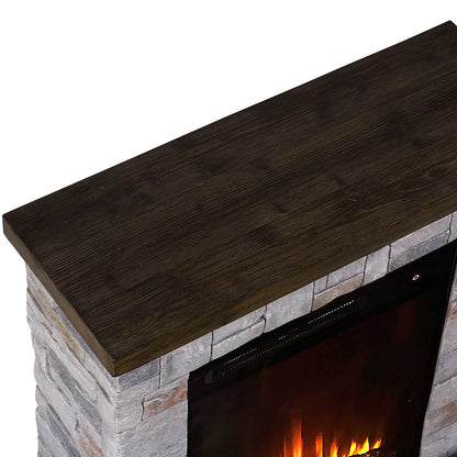 26 in. MgO Freestanding Electric Fireplace in Gray